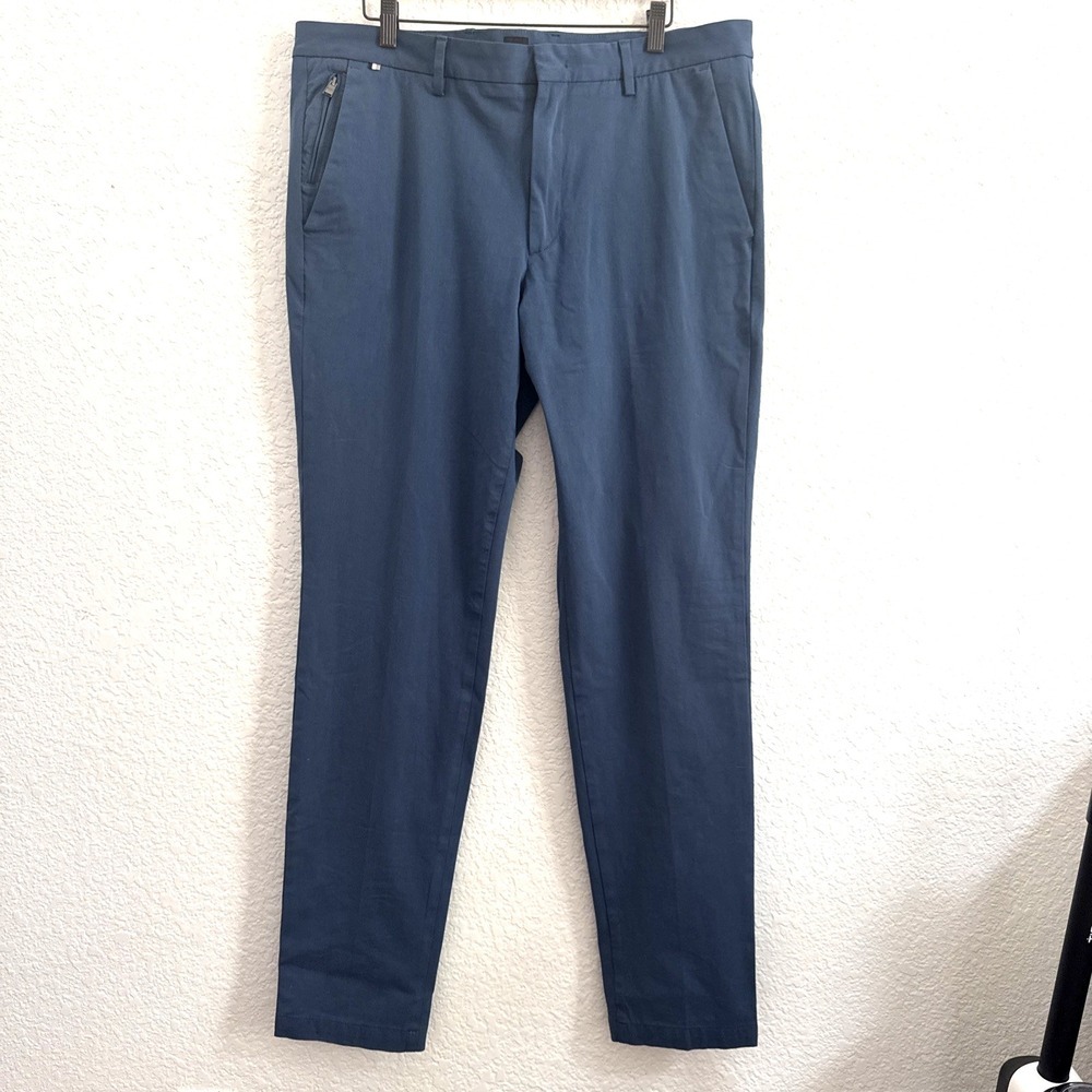 Hugo Boss Kaito Pants Men's 38R Blue Slim Fit Trousers Chinos 34" Inseam Stretch